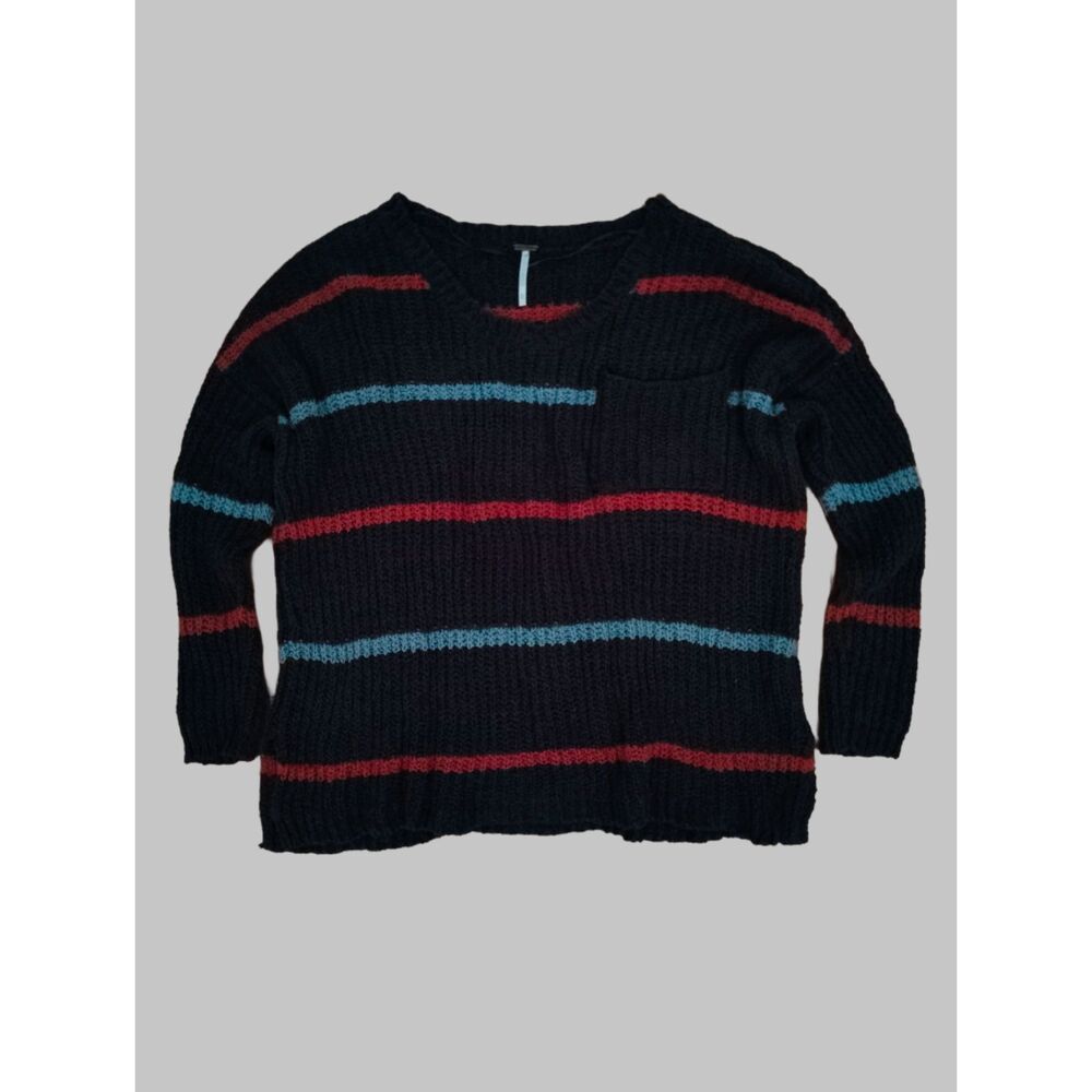 Free People Striped Sweater Indie Sleaze Grunge Chunky Knit Pullover